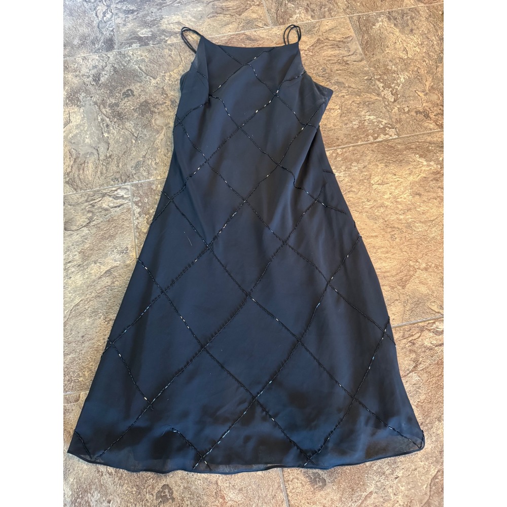 Vintage 90s Jones New‎ York Black Dress Size 8 Sleeveless Beaded Formal Party